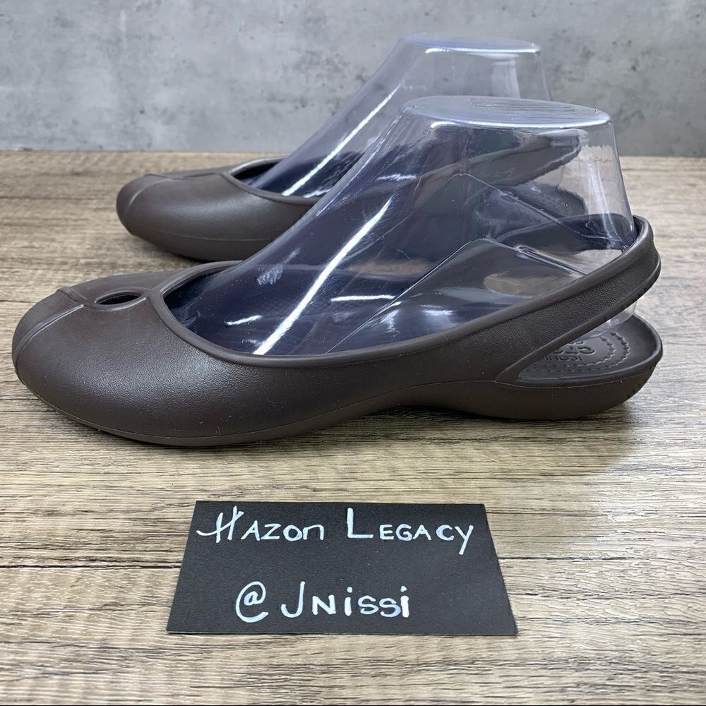 Crocs~"Olivia"~ Women's~Brown~Slingback Slip on Shoes~Size 9